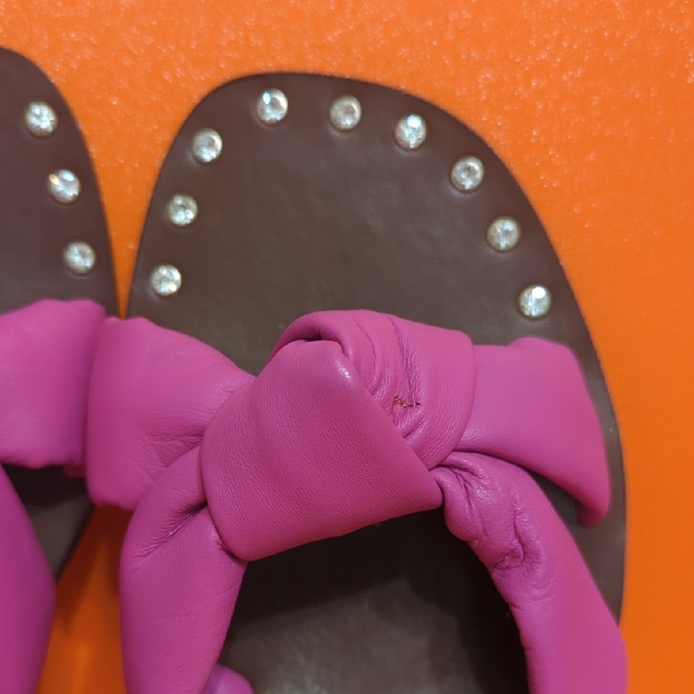 Steve Madden Pink and Brown Bow Slide Sandals - Picture 2 of 8